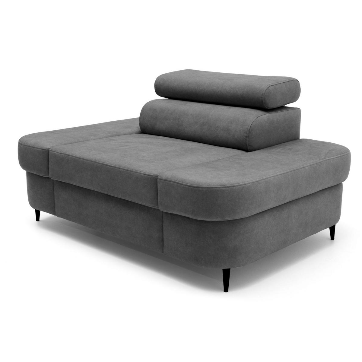 SESSEL PRIAM mit verstellbare Kopfstütze Velours Dunkelgrau - Dunkelgrau/Schwarz, Holz/Textil (145/97/105cm) - Muffo