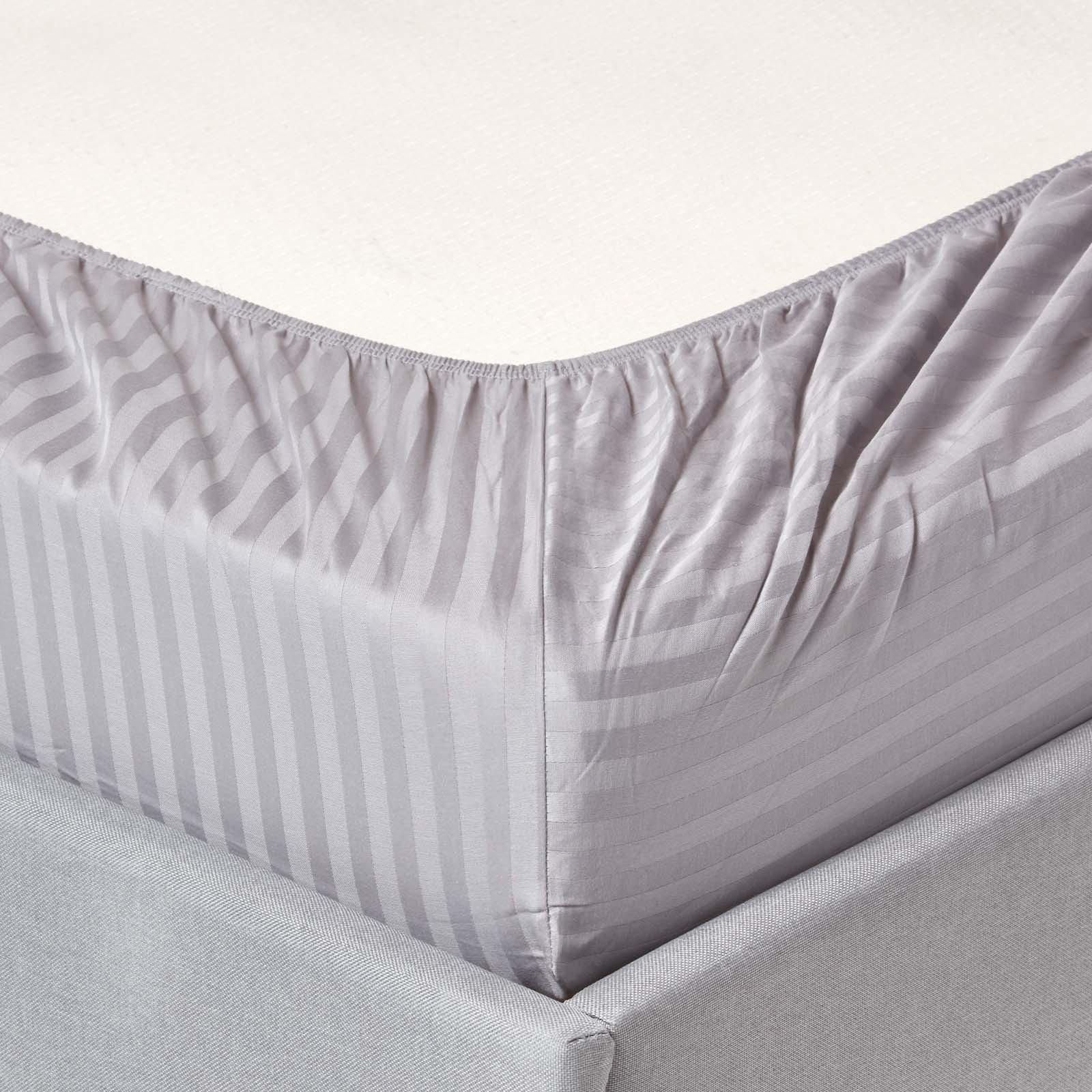 SPANNBETTLAKEN Damast gestreift, 100% Ägyptische Baumwolle - Grau, Textil (140/190cm) - Homescapes