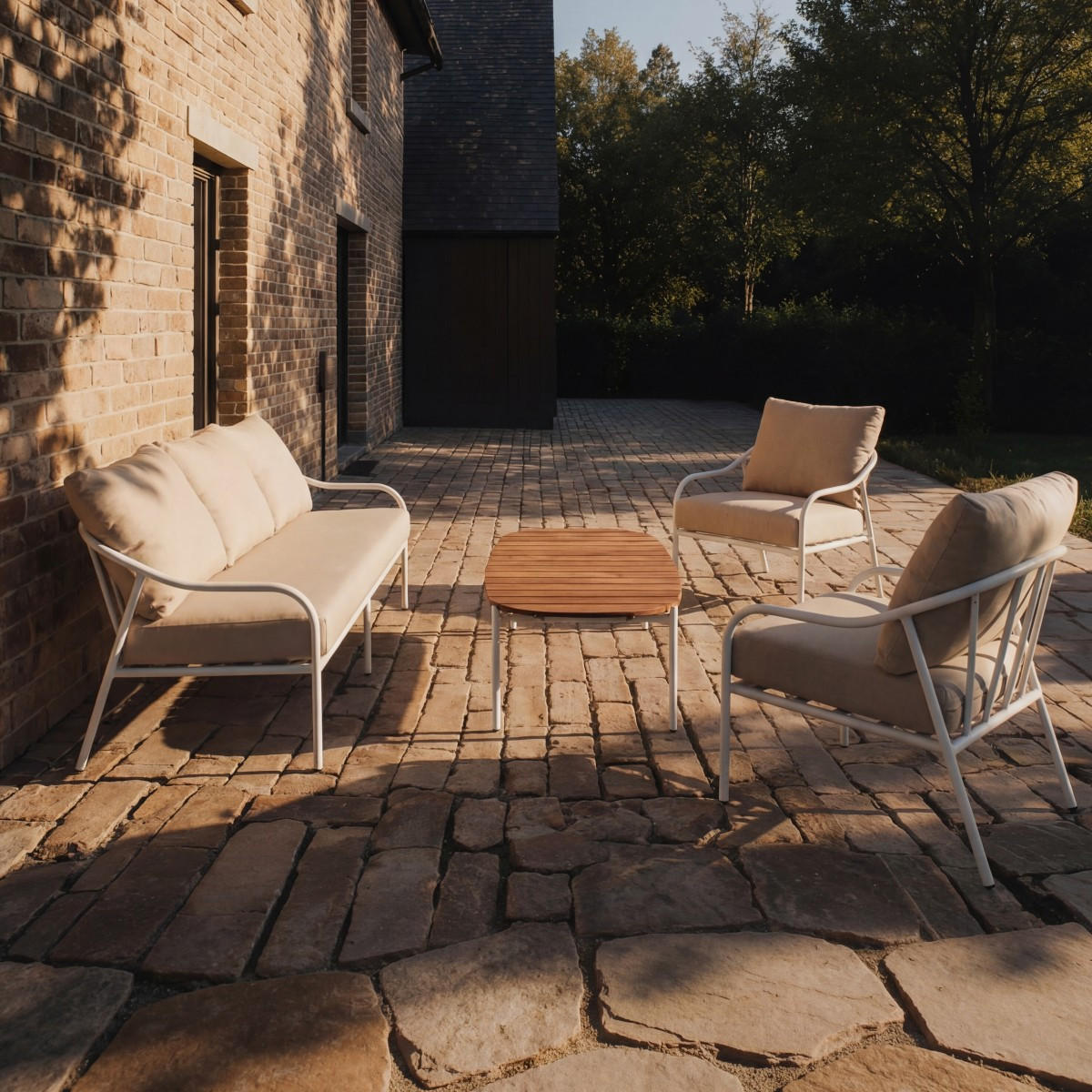 GARTENLOUNGE 4-tlg Luca Beige aus Metall - Beige, Metall - Tikamoon