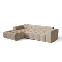 ECKSOFA (links) BLOOM Geprägter Samt Beige 290cm - Beige, Textil (290/164cm) - Premium Interiors