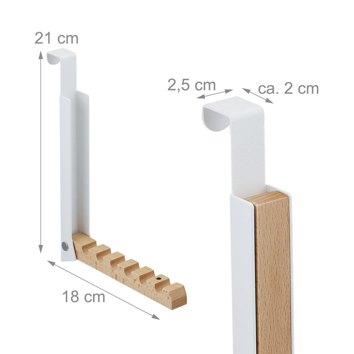 2XTÜRGARDEROBE - Multicolor, Holz/Metall (2.5/21/18cm) - Relaxdays