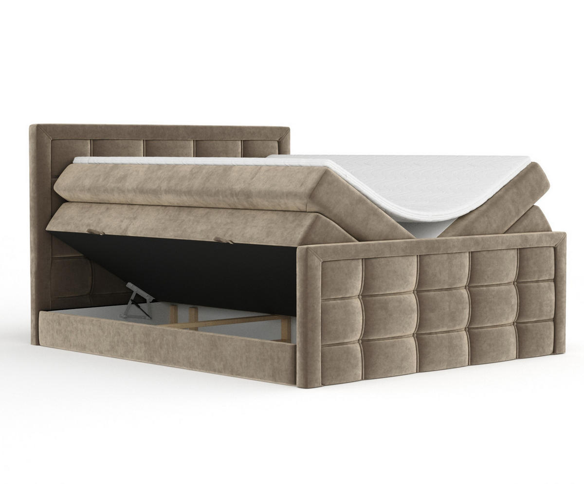 BOXSPRINGBETT Ambrosia Braun 160/200 cm - Schwarz/Braun, Holz/Holzwerkstoff (160/200cm) - Maison de Reve