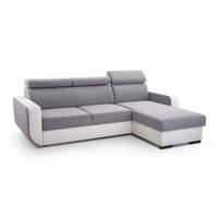 ECKSOFA - Pedro - Hellgrau + Weiß - Hellgrau/Weiß, Textil (236/165cm) - Möblo