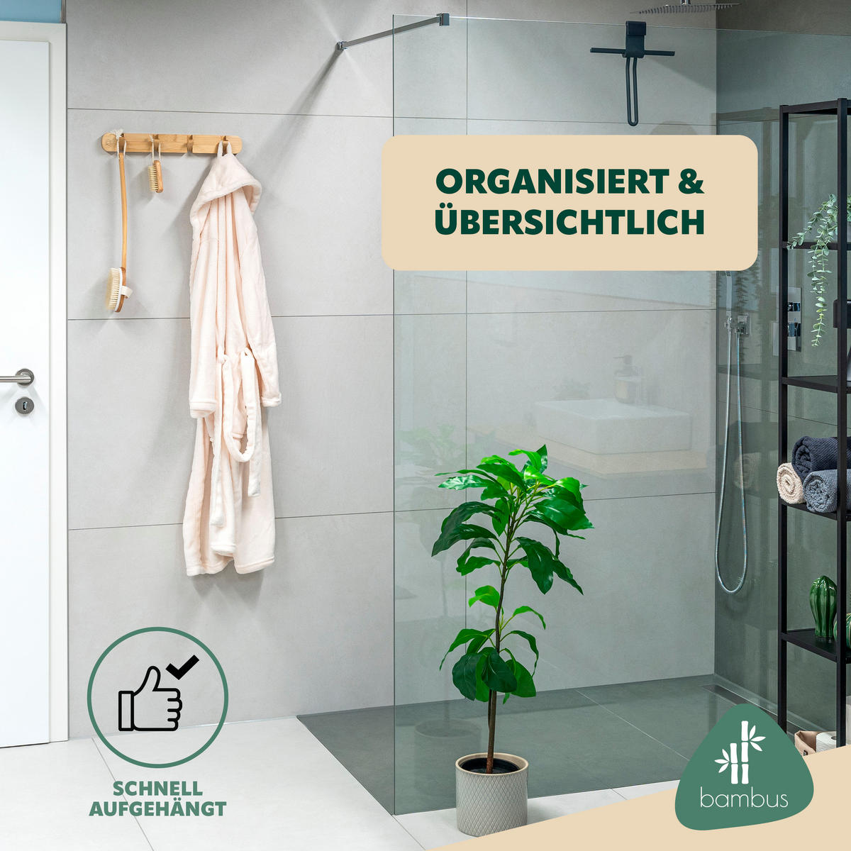 HAKENLEISTE, Bambus - Braun, Holz (40/5.5/5cm) - eluno