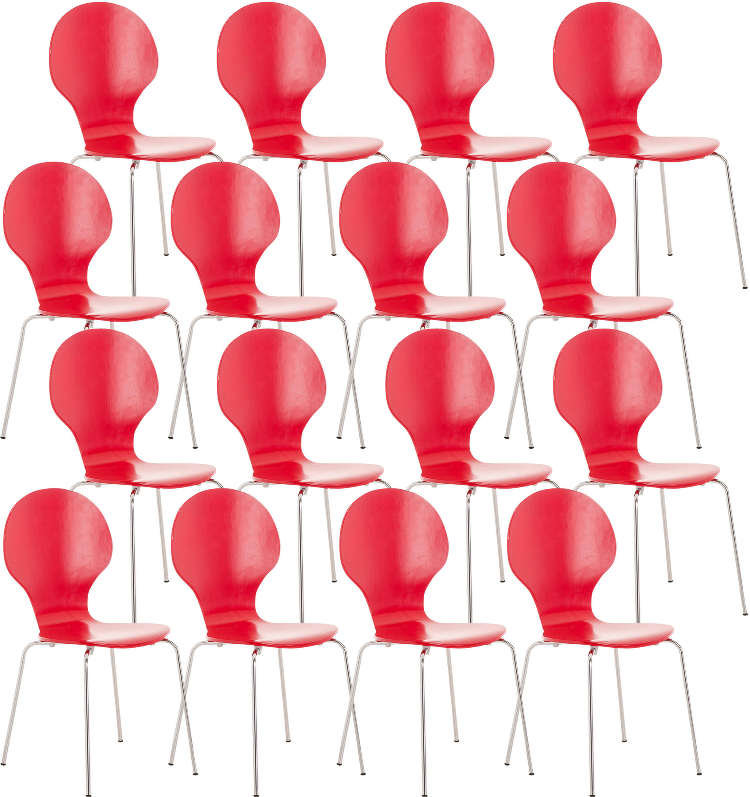 BESUCHERSTUHL 16er Set Holz rot - Rot, Holz (43/86/45cm) - CLP