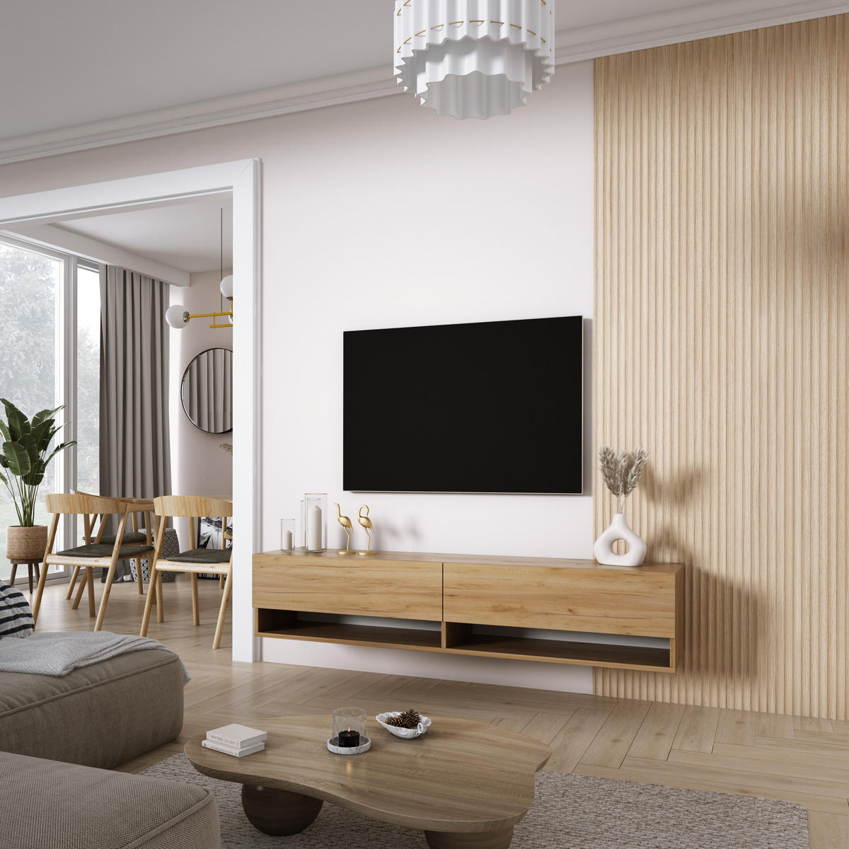 TV-LOWBOARD 170 cm Eiche Craft, 170 × 32 × 34 cm - Braun, Holzwerkstoff (170/33.6/32cm) - 3XE LIVING