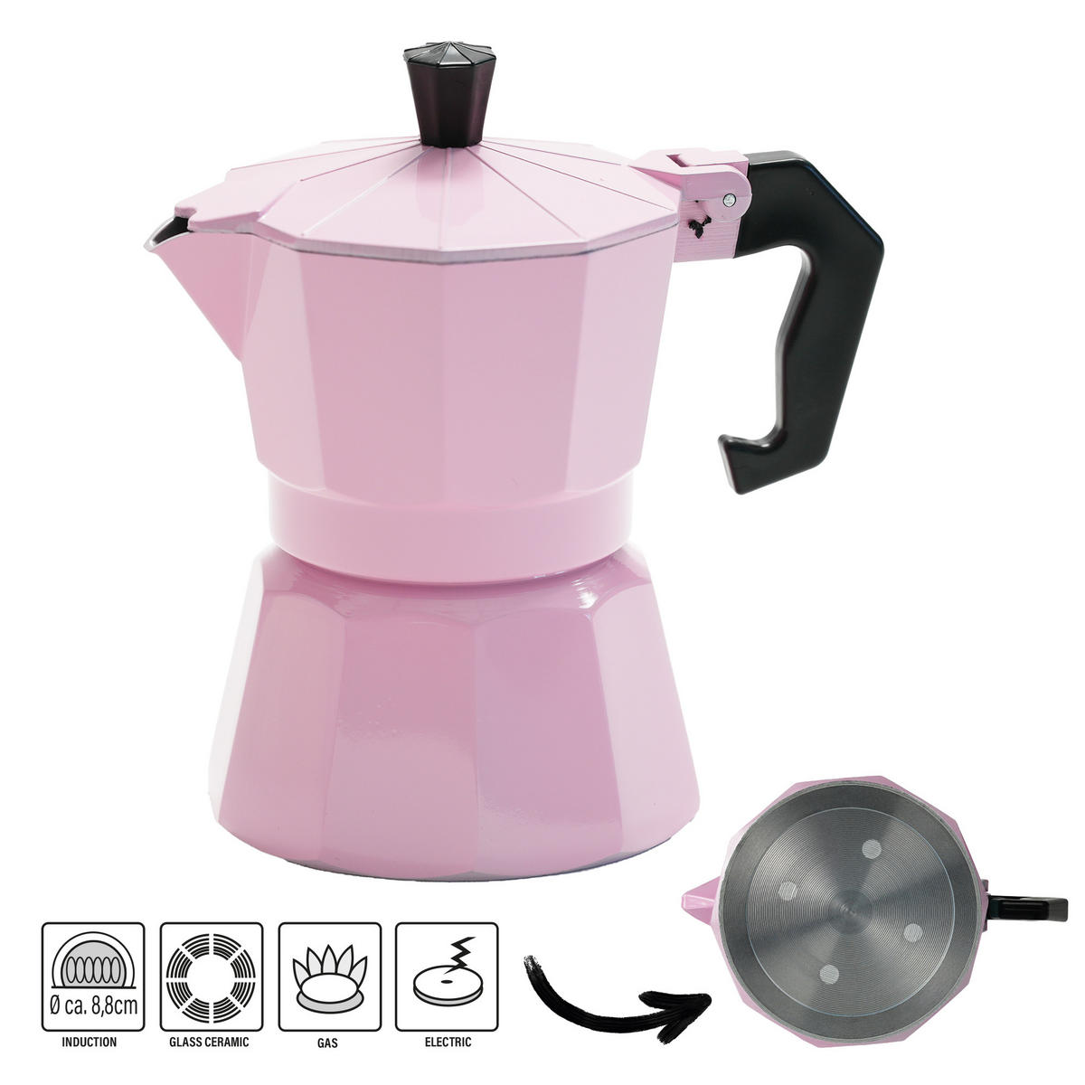 ESPRESSOKOCHER 170 ml - Hellrosa, Metall (17.5/13/22.8cm)