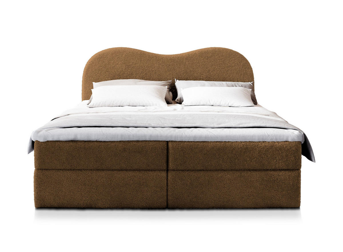 POSTEL BOXSPRING FLUVIA 160x200 cm, s matrací a úložným prostorem, hnědá - hnědá, kompozitní dřevo/textil (160/200cm) - MASSENO