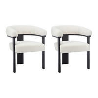 STUHL mit Armlehnen 2er-Set - Bouclé-Stoff & Kautschukholz - Weiß & Schwarz - LIVELIA - Weiß, Textil (60/78/64cm) - Pascal Morabito