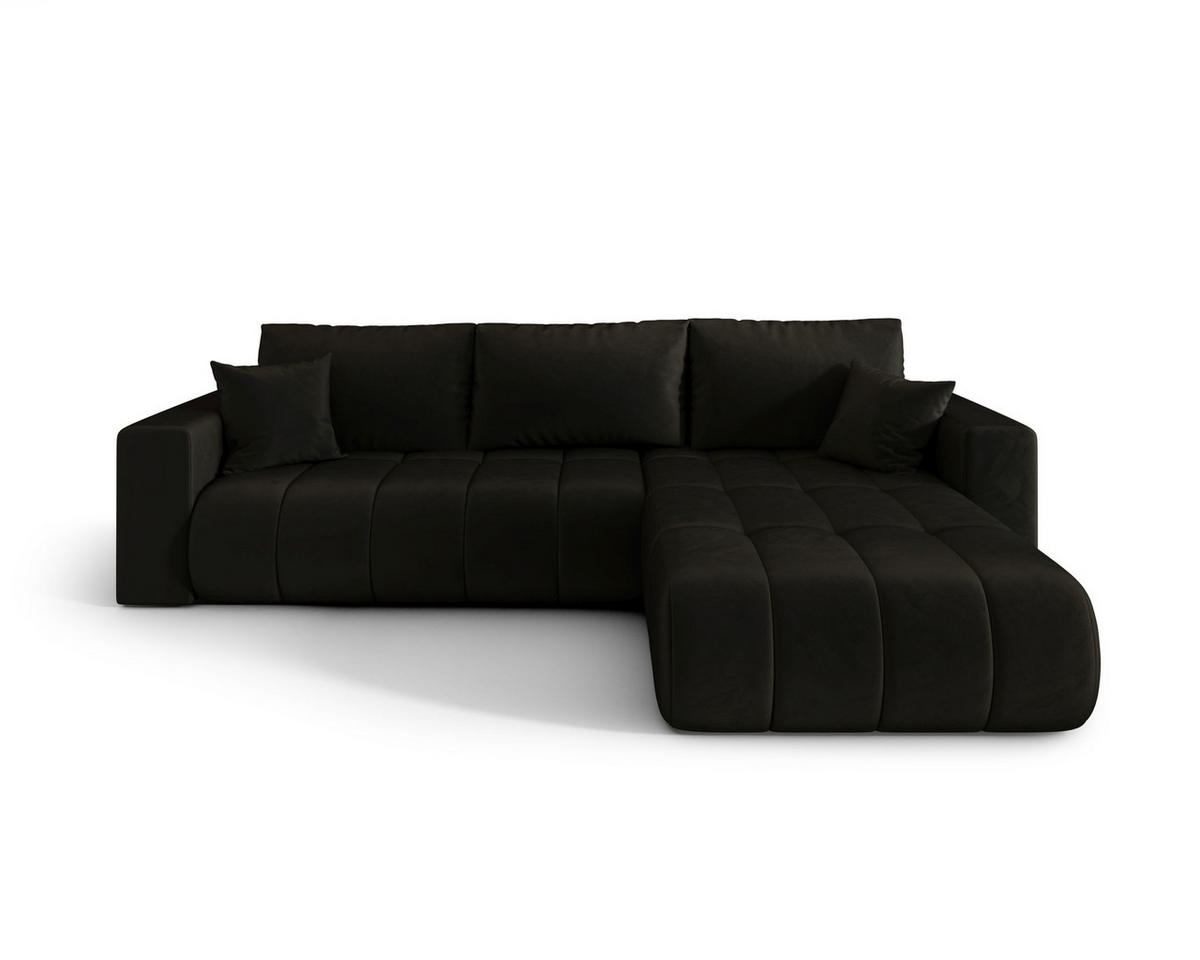ROHOVÁ pohovka LARA PREMIUM pravá grafitová samet Monolith 95 - funkce spaní, úložný prostor - antracitová, textil (280/174cm) - Cornero