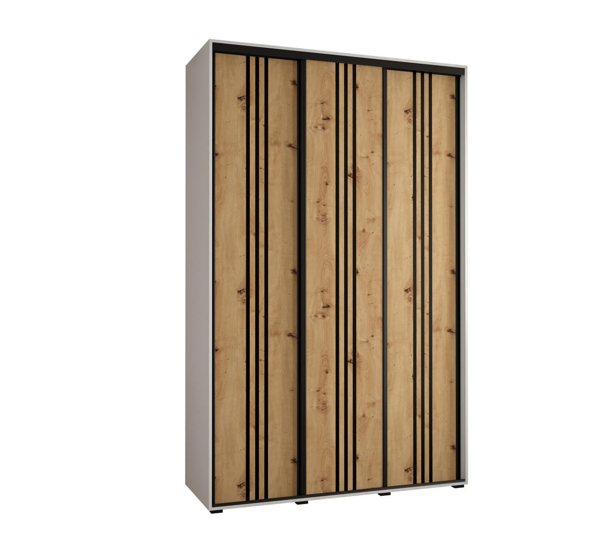 SCHWEBETÜRENSCHRANK 235,2/150/60 3-türig - Schwarz/Weiß, Holz/Metall (150/235/60cm) - Abiks Möbel