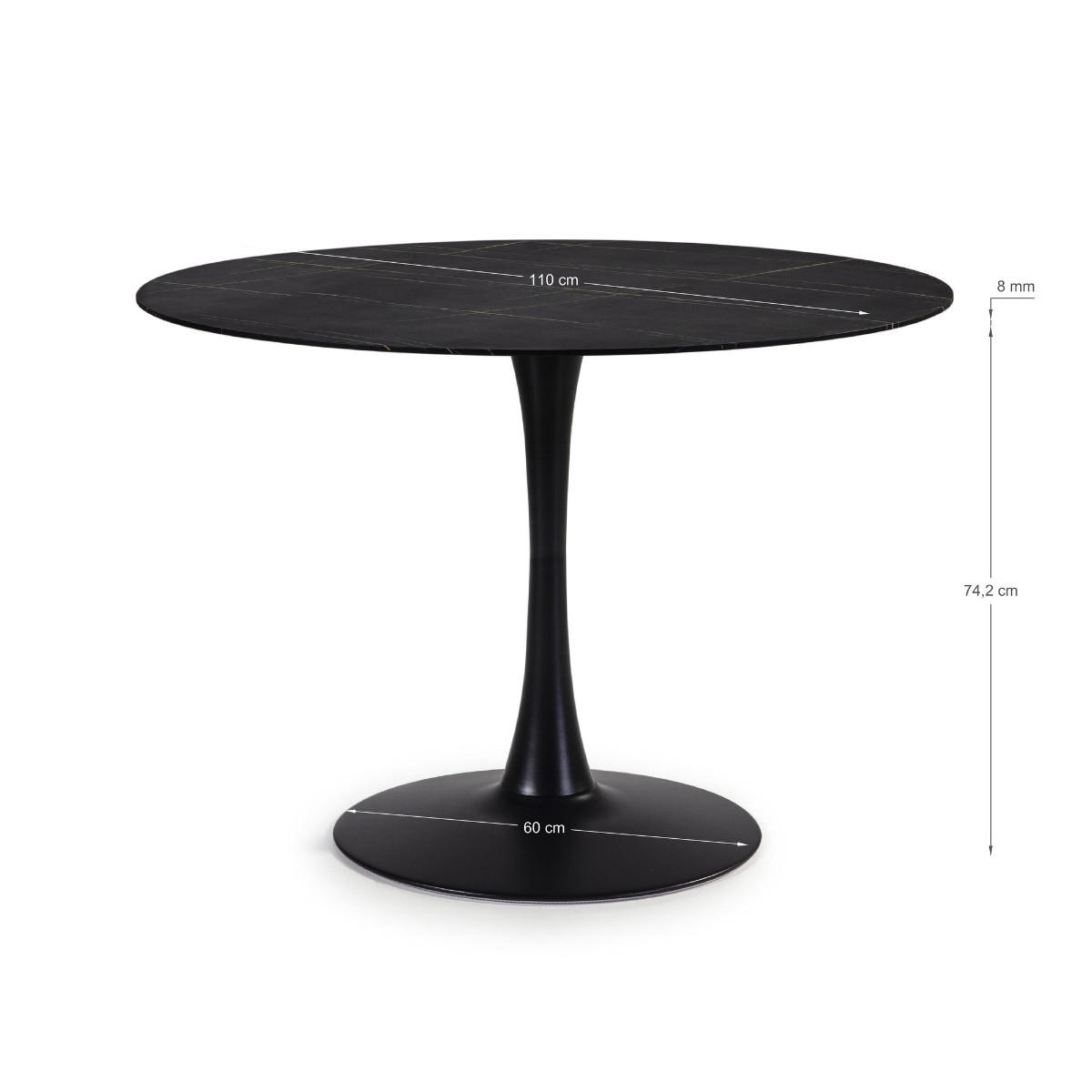 ESSTISCH Ada Schwarz 110/110/75 cm - Schwarz, Glas (110/110/75cm) - Calicosy