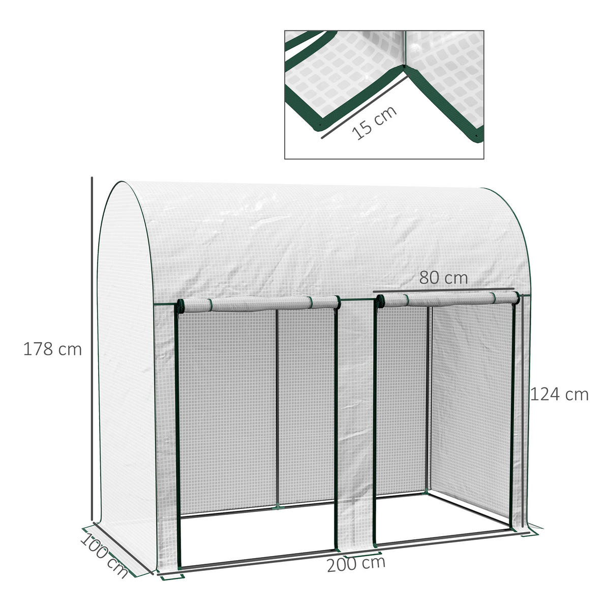 GEWÄCHSHAUS DE-11962 mit 2 Reißverschlusstüren Weiß - Weiß, Kunststoff (100/178/200cm) - ComfortXL