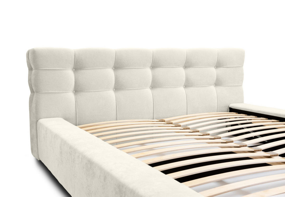 POLSTERBETT aus Velvet Gretta 140x200 cm, Creme - Creme, Textil (140/200cm) - Fedve