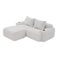 MODULARES 2-Sitzer Sofa Cord mit Getränkehalter und Seitentasche 200/174/80 cm Beige - Beige, Textil (174/200cm) - Redom
