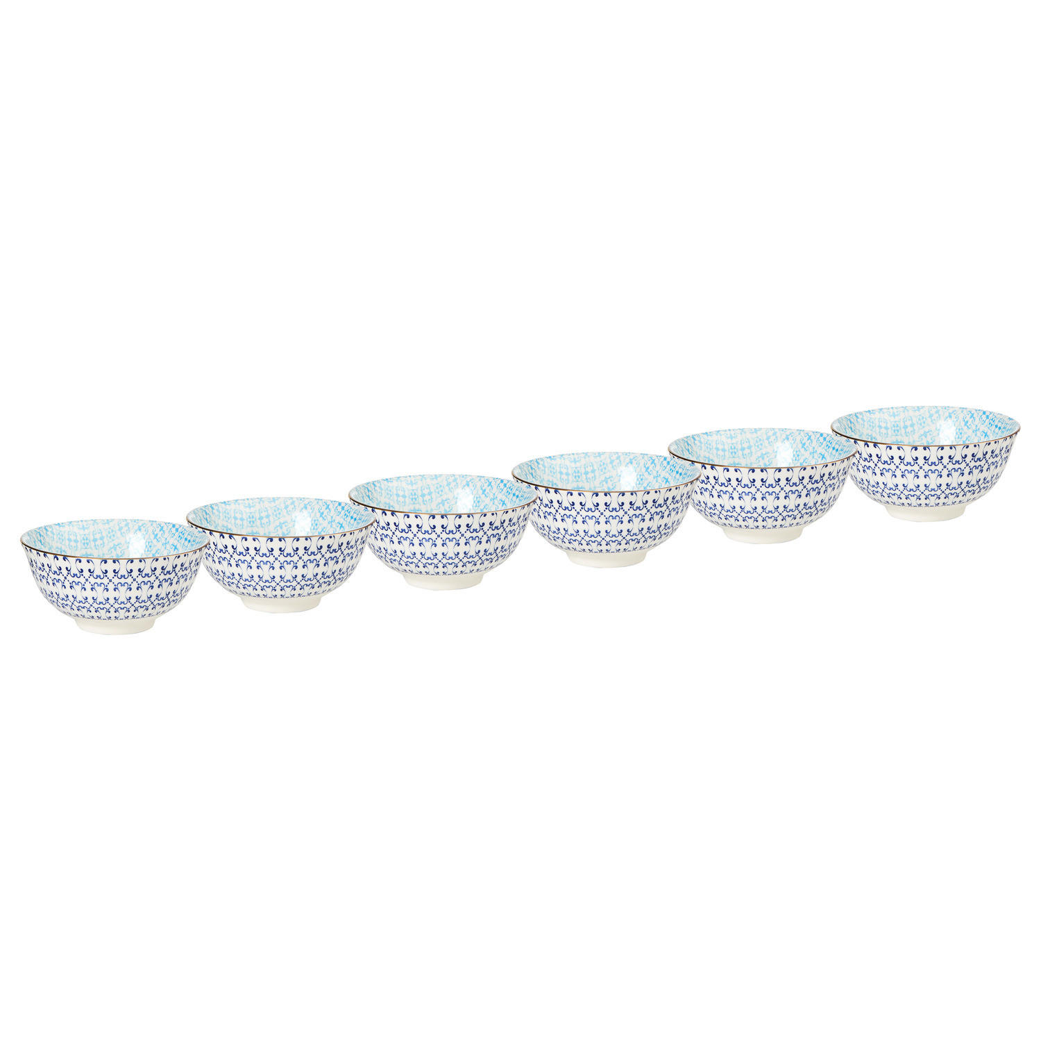 SCHALE (6er Set) Ornaments - Blau/Weiß, Keramik (11/11/5cm) - BUTLERS