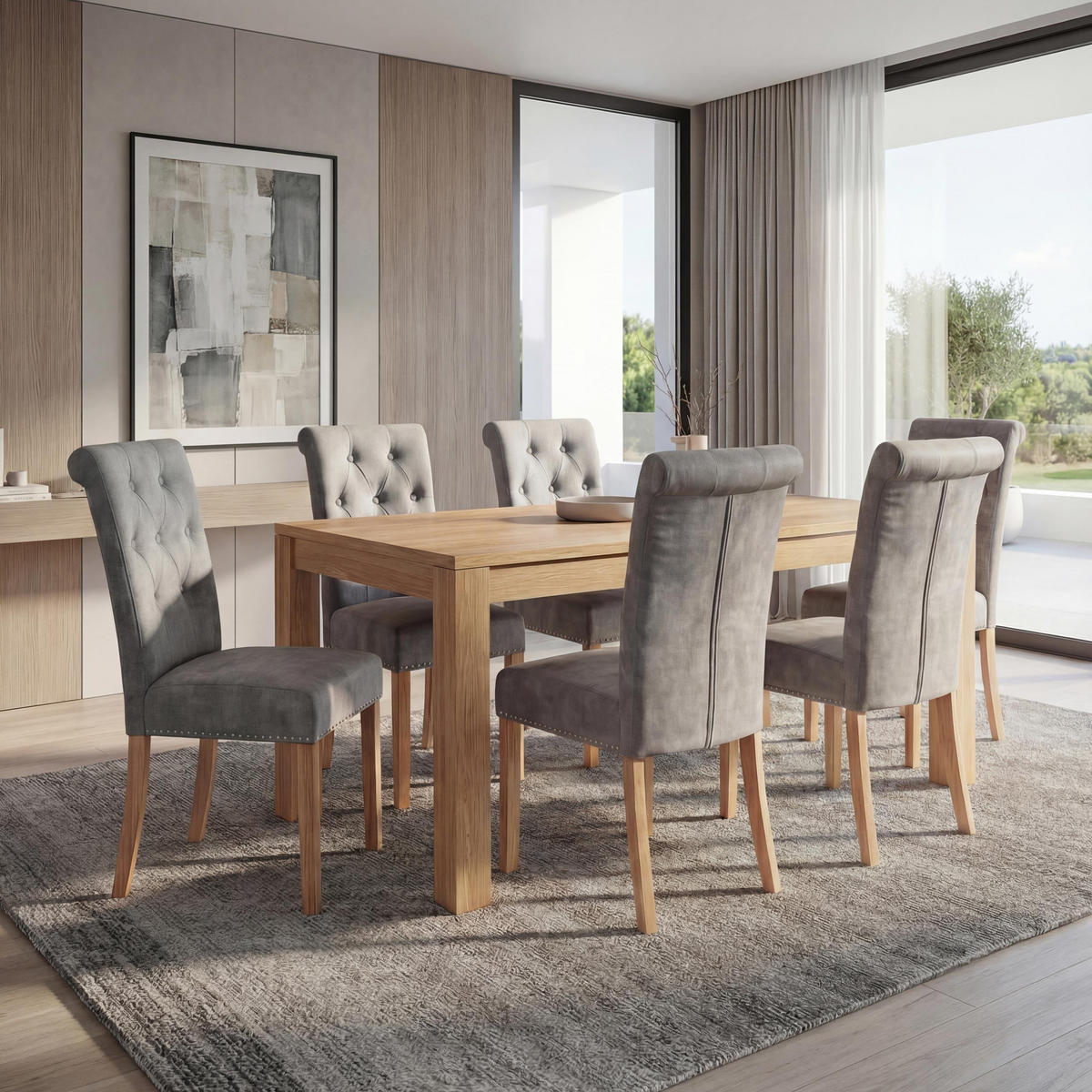 ESSZIMMERSTUHL FIELD 2 Hellgrau 6er-Set - Hellgrau, Textil (47/98/62cm) - MCW