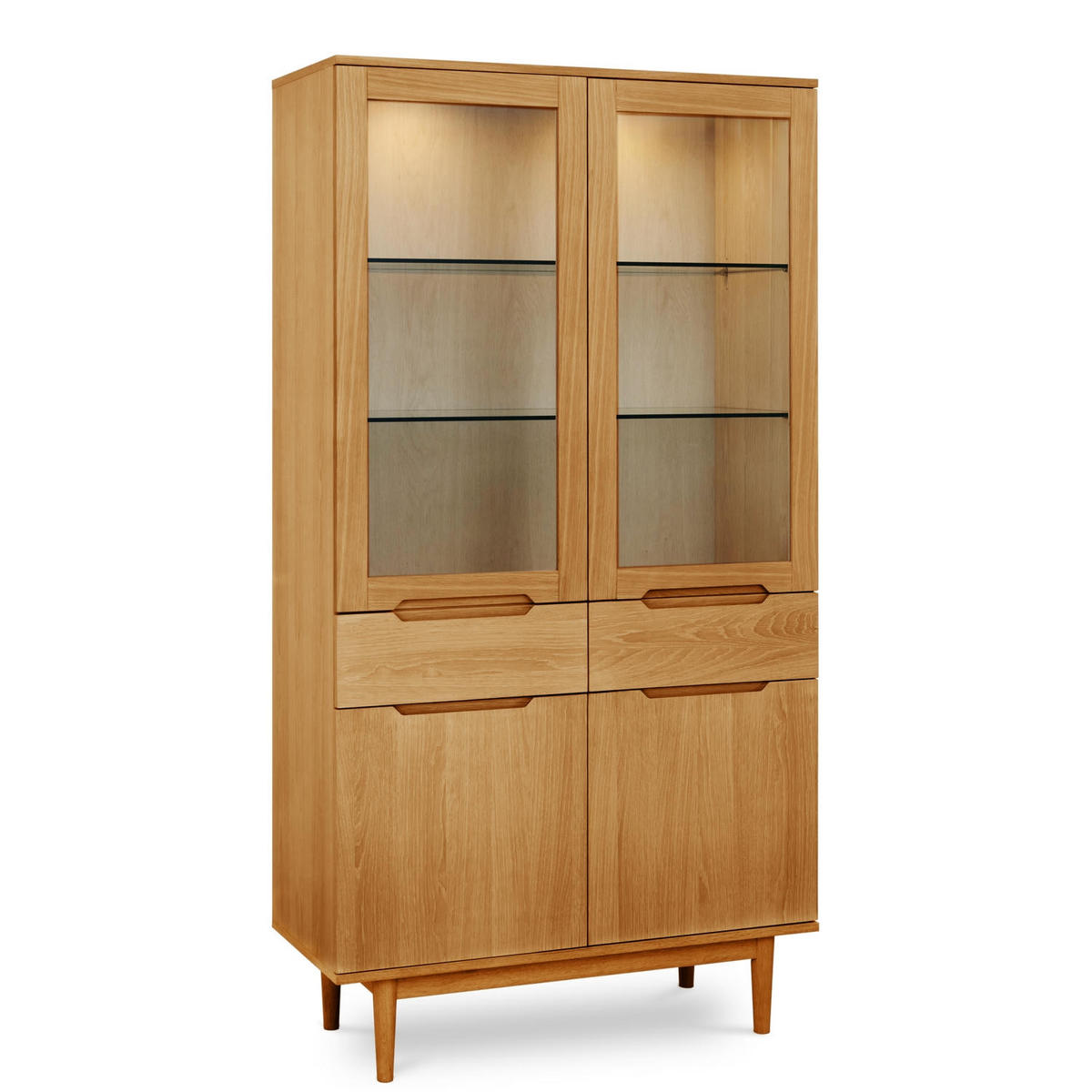 VITRINE mit LED Beleuchtung Wildeiche - Honigeiche/Eichefarben, Holz/Holzwerkstoff (45/190/100cm) - Furnhouse