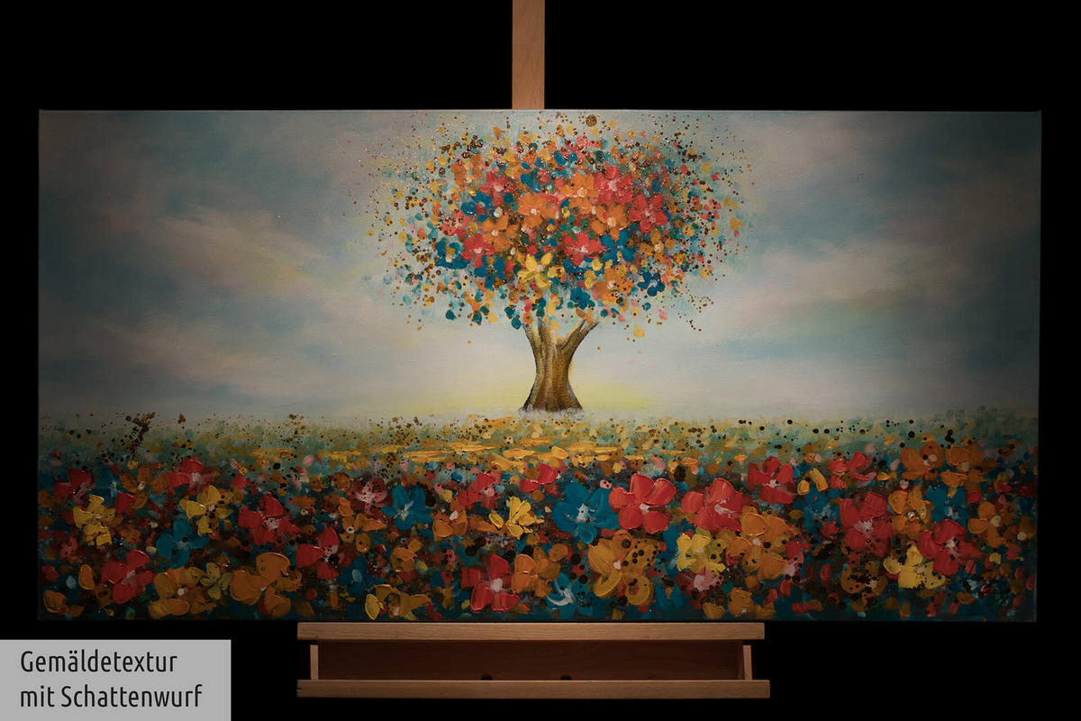 RUČNO SLIKANA AKRILNA SLIKA, 120/60 CM - višebojno, tekstil/drvo (120/60cm) - KUNSTLOFT