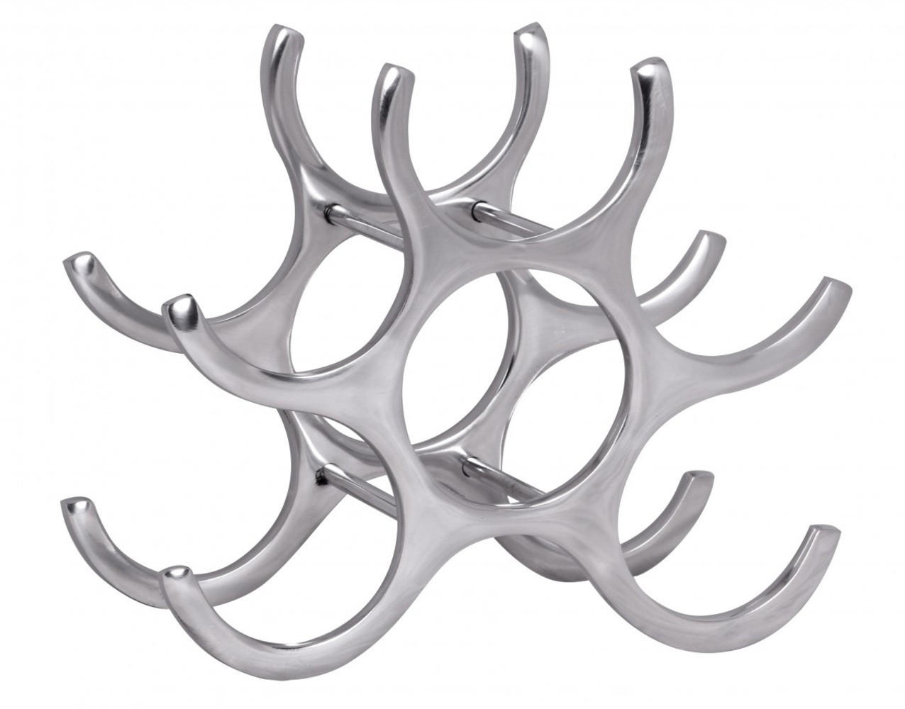 WEINREGAL Aluminium Modern Stil für 6 Flaschen platzsparend 24x29x14cm - Silberfarben, Metall (29/24/14cm) - KADIMA DESIGN