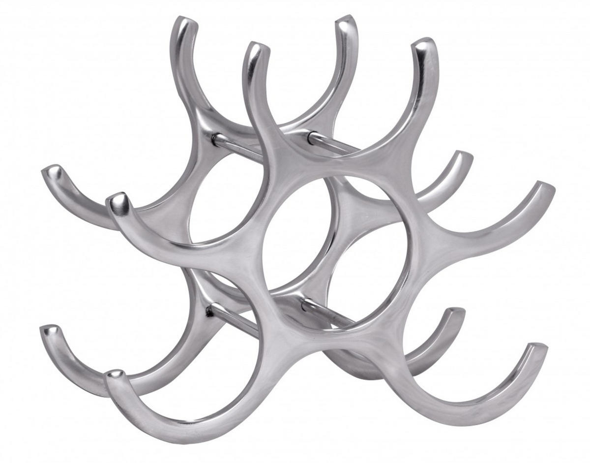 WEINREGAL Aluminium Modern Stil für 6 Flaschen platzsparend 24x29x14cm - Silberfarben, Metall (29/24/14cm) - KADIMA DESIGN