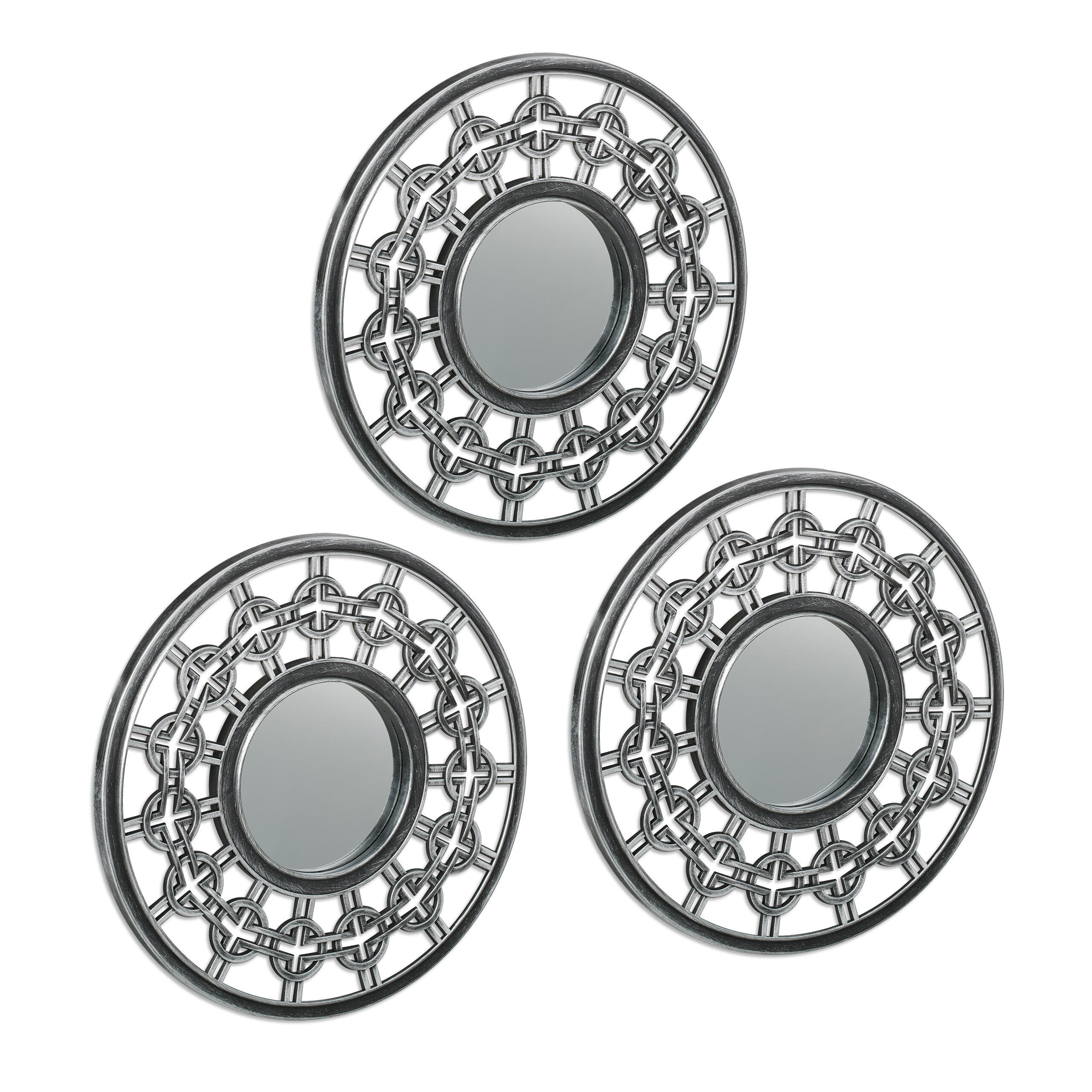 OGLINDĂ Argintiu antracit set-3 buc de perete 25x1,5 cm