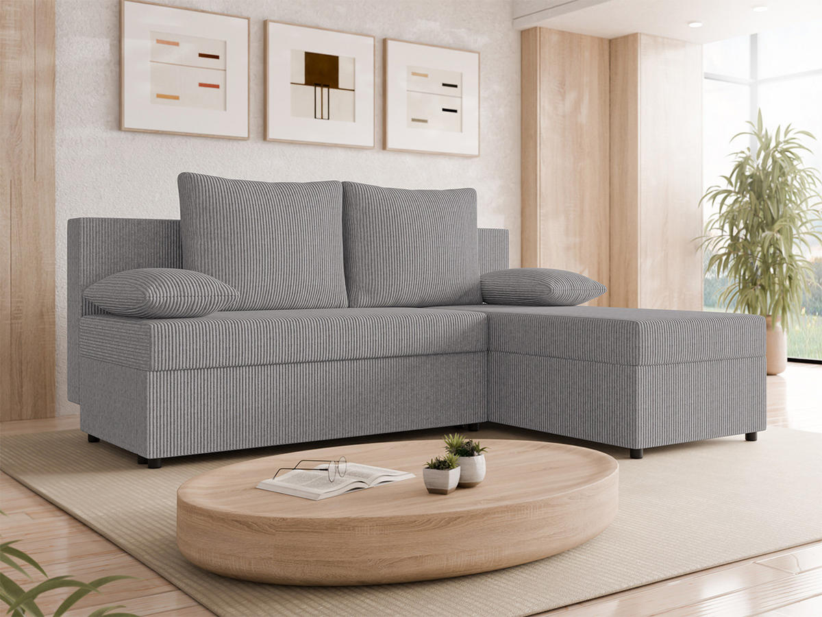 ECKSOFA Maxi - Schwarz/Naturfarben, Holz/Kunststoff (197/145cm) - MIRJAN24