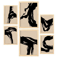 POSTER Set Mit 6 Zusammenfassungen In Form Ästhetische Dekorative Gemälde Für Ihr Wohnzimmer, Schlafzimmer Oder Zuhause A3 & A4 Rahmen Aus Hellem Holz - Beige, Papier (29/3cm) - Nacnic