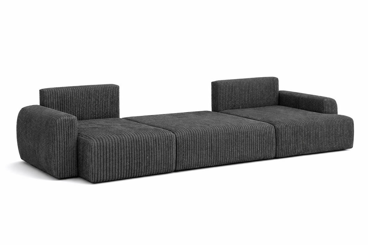 ECKSOFA Mit Schlaffunktion Und Bettkasten U-Form Ariel U, Cordstoff Poso, Grau - Grau, Holz (342/142cm) - Kaiser Möbel