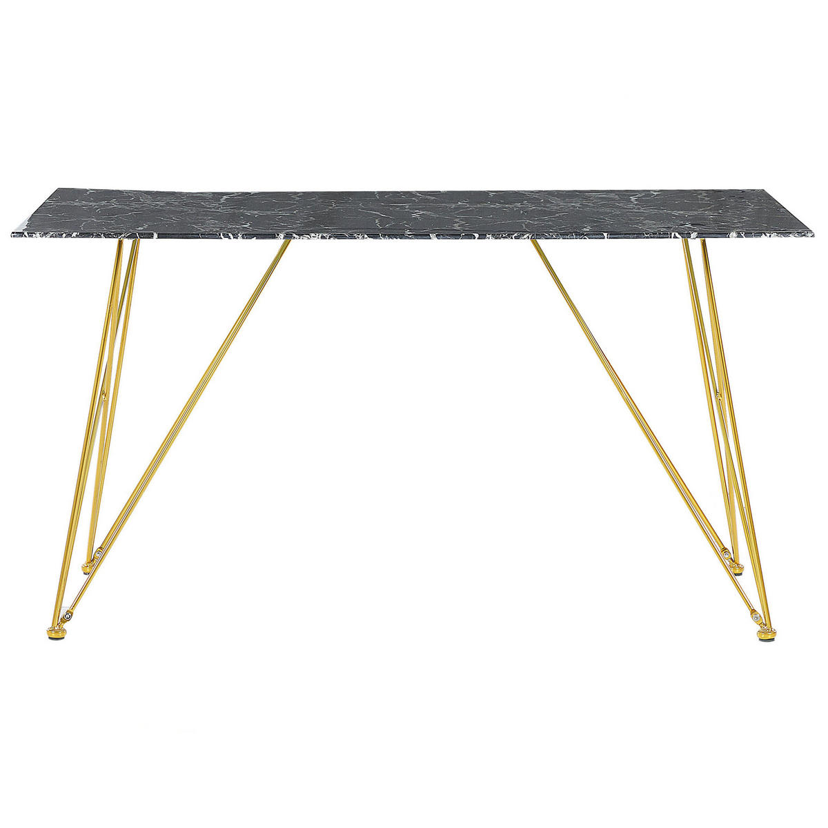 BLAGOVAONSKI STOL 140/80/75 cm crni, bijeli, zlatne boje pravokutni Kenton - bijela/crna, staklo (140/80/75cm) - Beliani