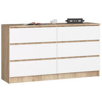 KOMMODE Eiche Sonoma, Weiß 77/138/40 - Weiß, Holzwerkstoff (138/77/40cm) - RAUMHIRSCH FURNITURE