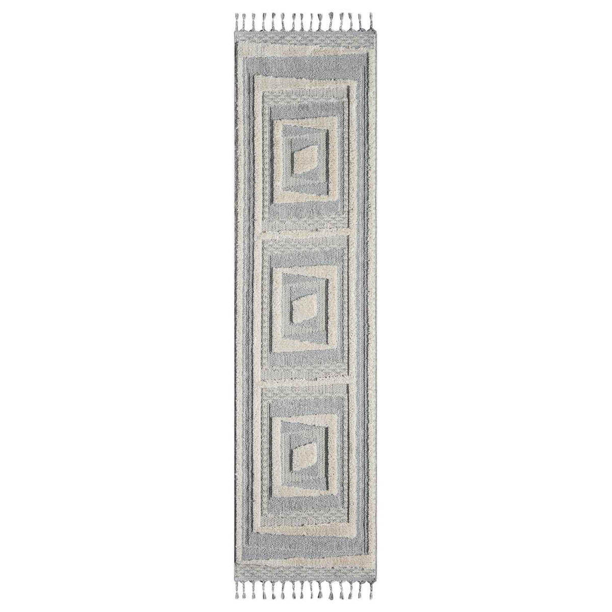 KURZFLOR-TEPPICH Valencia 940 Creme 80x300 cm - Blau/Creme, Textil (80/300cm) - carpet city