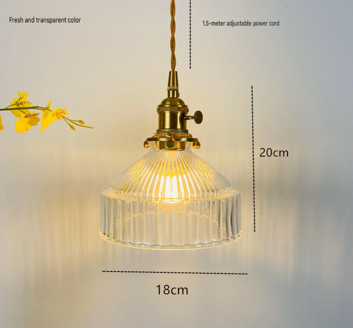 PENDELLEUCHTEN,MESSING und Glas, 220 V, 4 W, E27, 18 cm Durchmesser，Transparent - Transparent, Glas (18/18/20cm) - Weltevree