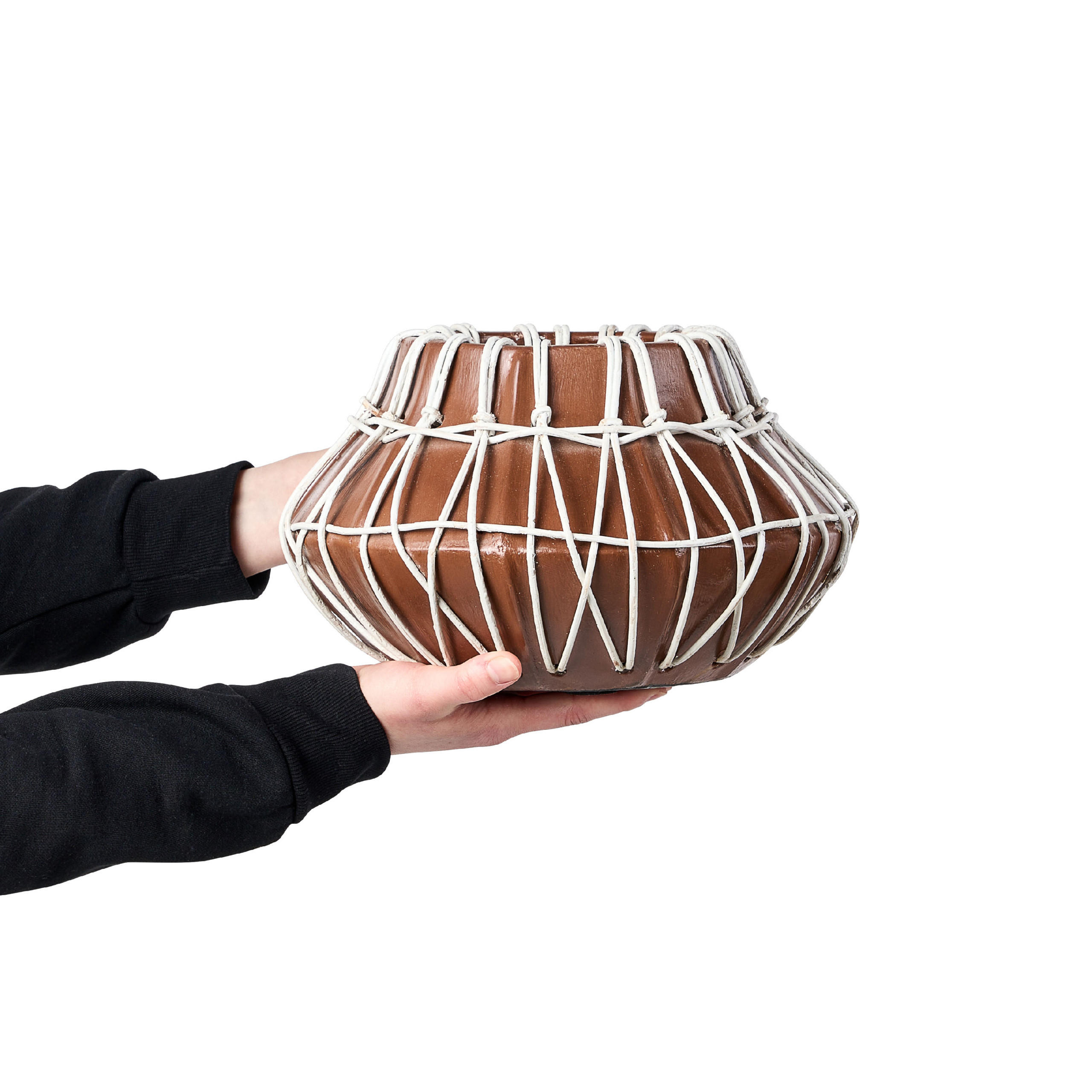 DEKOVASE Terrakotta braun Kluet - Braun, Stein (22cm) - Beliani