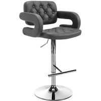 BARHOCKER Lederlook grau - Chromfarben/Grau, Textil/Metall (62/103/55cm) - CLP