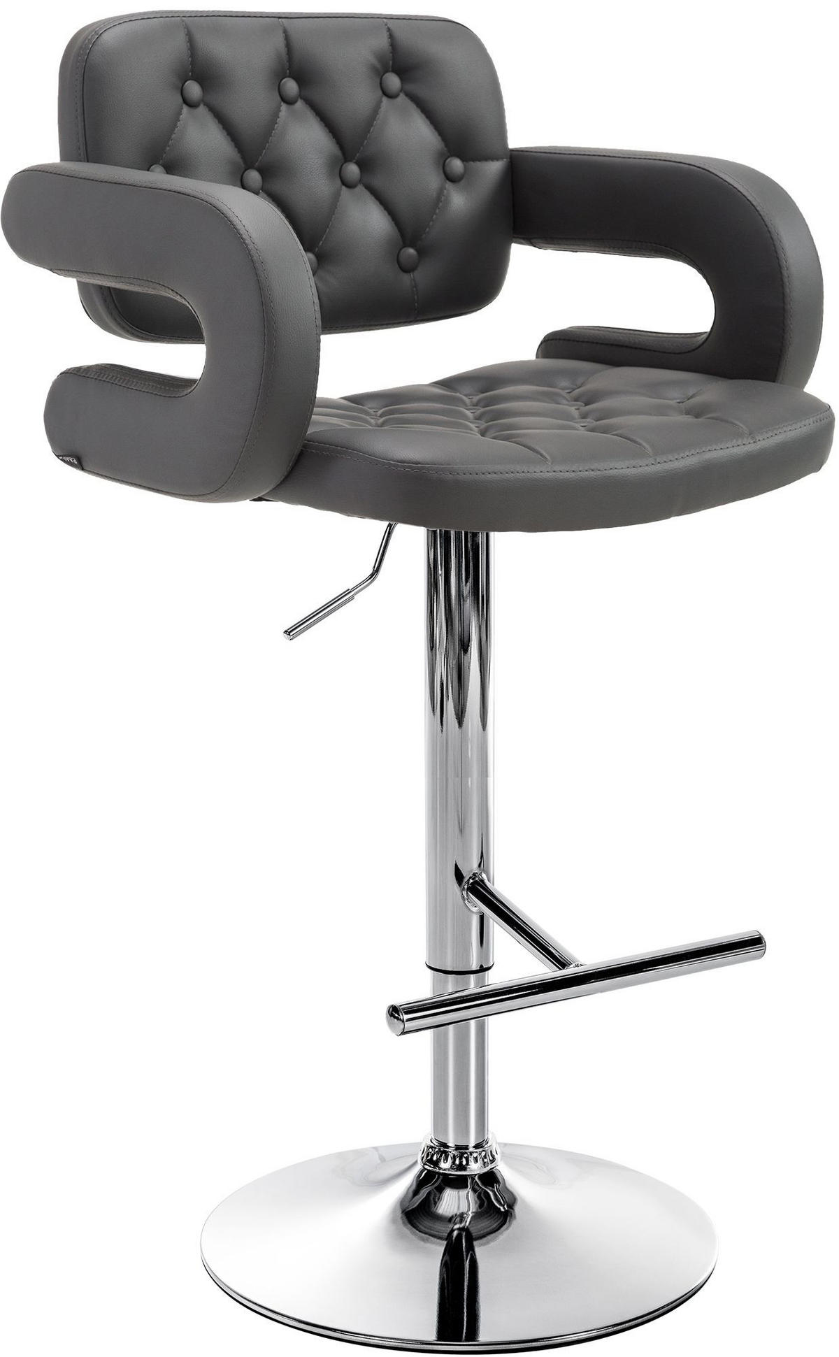 BARHOCKER Lederlook grau - Chromfarben/Grau, Textil/Metall (62/103/55cm) - CLP