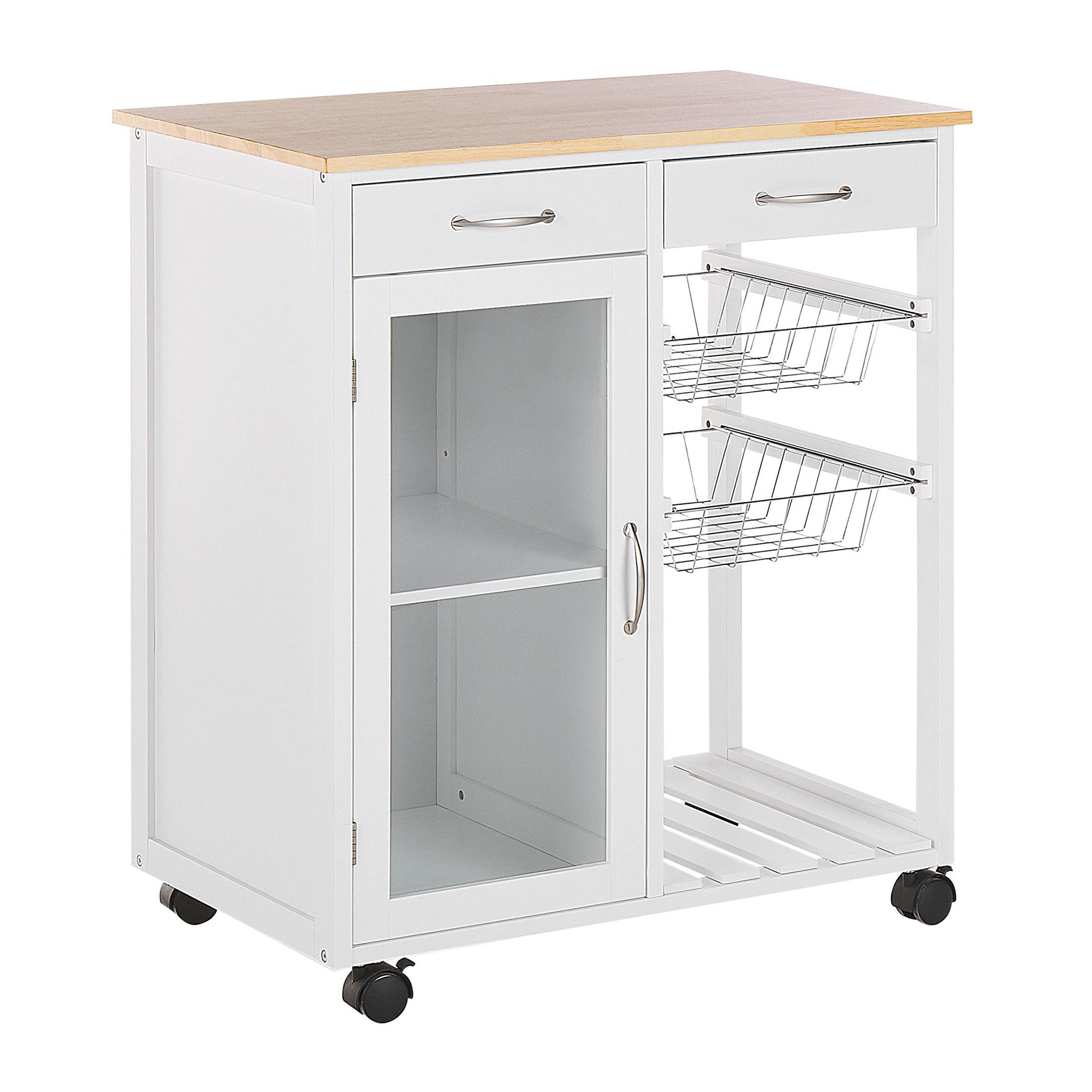 Beliani Servierwagen Weiß, Braun 76x88x48 cm