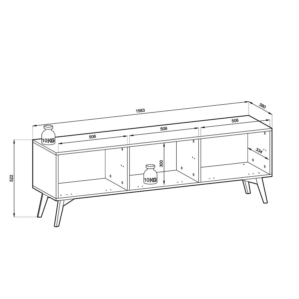 LOWBOARD TV TOFINO RTV1-3D Holzbeine eukalyptus - Eichefarben/Eukalyptusholzfarben, Holz/Holzwerkstoff (158/52/38cm) - Komodee
