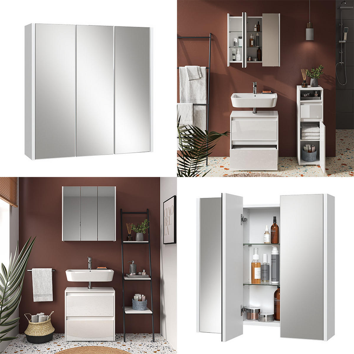 BADSPIEGELSCHRANK Majest Weiß 67.4 x 68 cm - Weiß, Holzwerkstoff (67.4/68/17cm) - Vicco