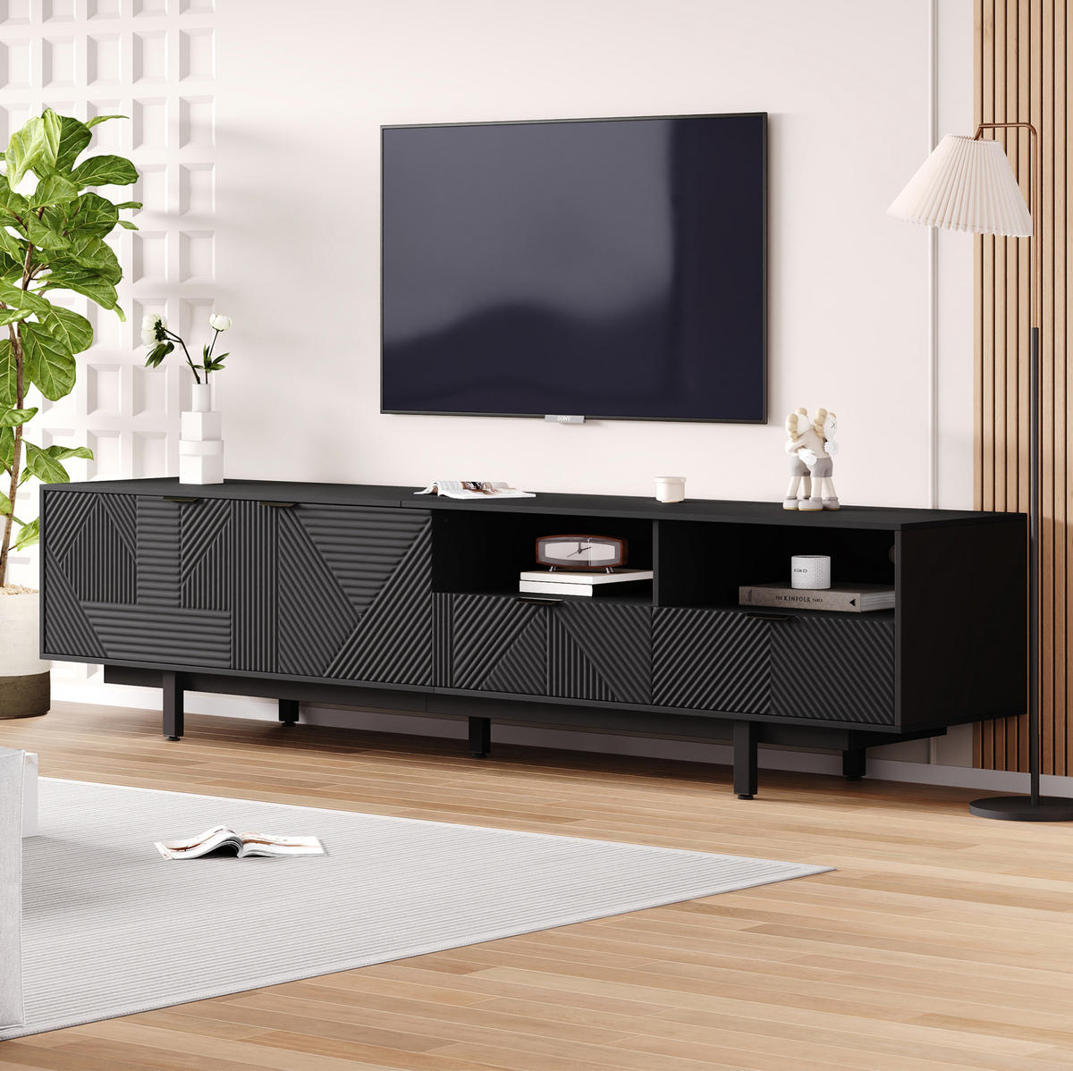 TV-ELEMENT mit Stauraum 200 x 40 x 51 cm Schwarz - Schwarz, Holzwerkstoff (40/51/200cm) - Beauniv