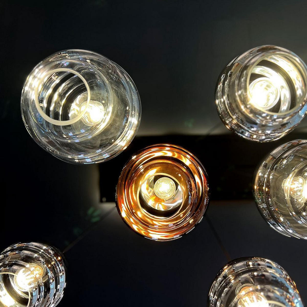 HÄNGELEUCHTE Echos 5-flammig Braun Ø 18cm - Braun/Weiß, Glas (18/18/20cm) - s.luce