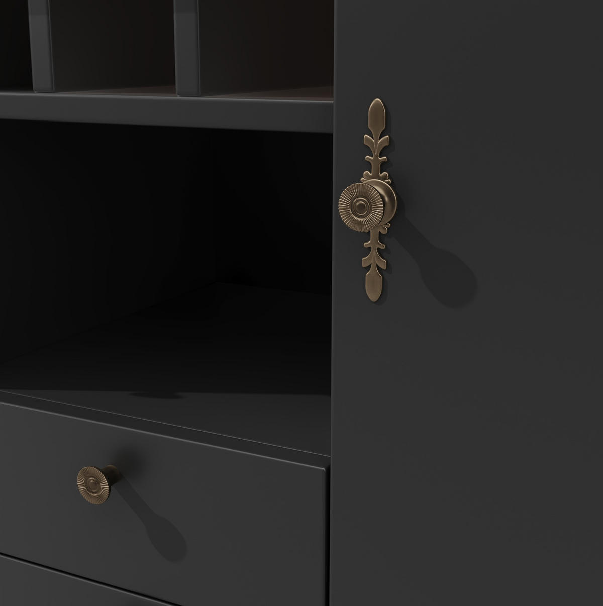 KÜCHENINSEL aus MDF 120-180x40x76cm in Schwarz mit Auszug - Schwarz, Holzwerkstoff (40/76/180cm) - Modfu