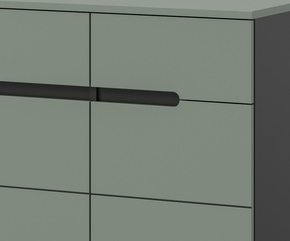 SCHUHKOMMODE Salbei grün, Baslat grau 120 cm, Flurkommode mit Soft-Close - Salbeigrün/Schwarz, Holzwerkstoff/Kunststoff (120/94/37cm) - Inn.Furn