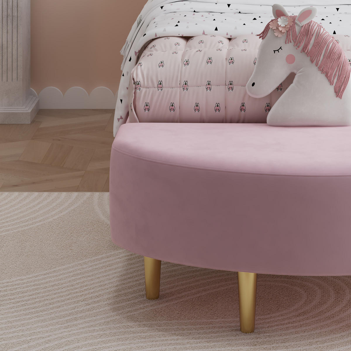POLSTERBETT 90/200 cm Rosa aus Samt mit Bettbank - Rosa, Textil (90/200cm) - OKMYHOME