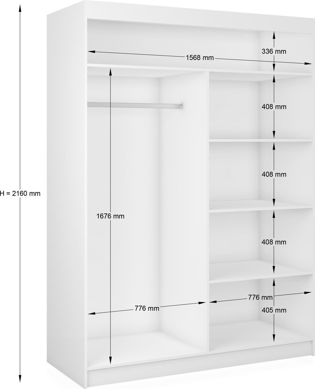 SCHWEBETÜRENSCHRANK Cabinio Schwarz Eiche Artisan 160/216/61 cm – Modern, mit Lamellen - Walnussfarben/Schwarz, Holzwerkstoff/Kunststoff (160/216.1/61cm) - AX Living