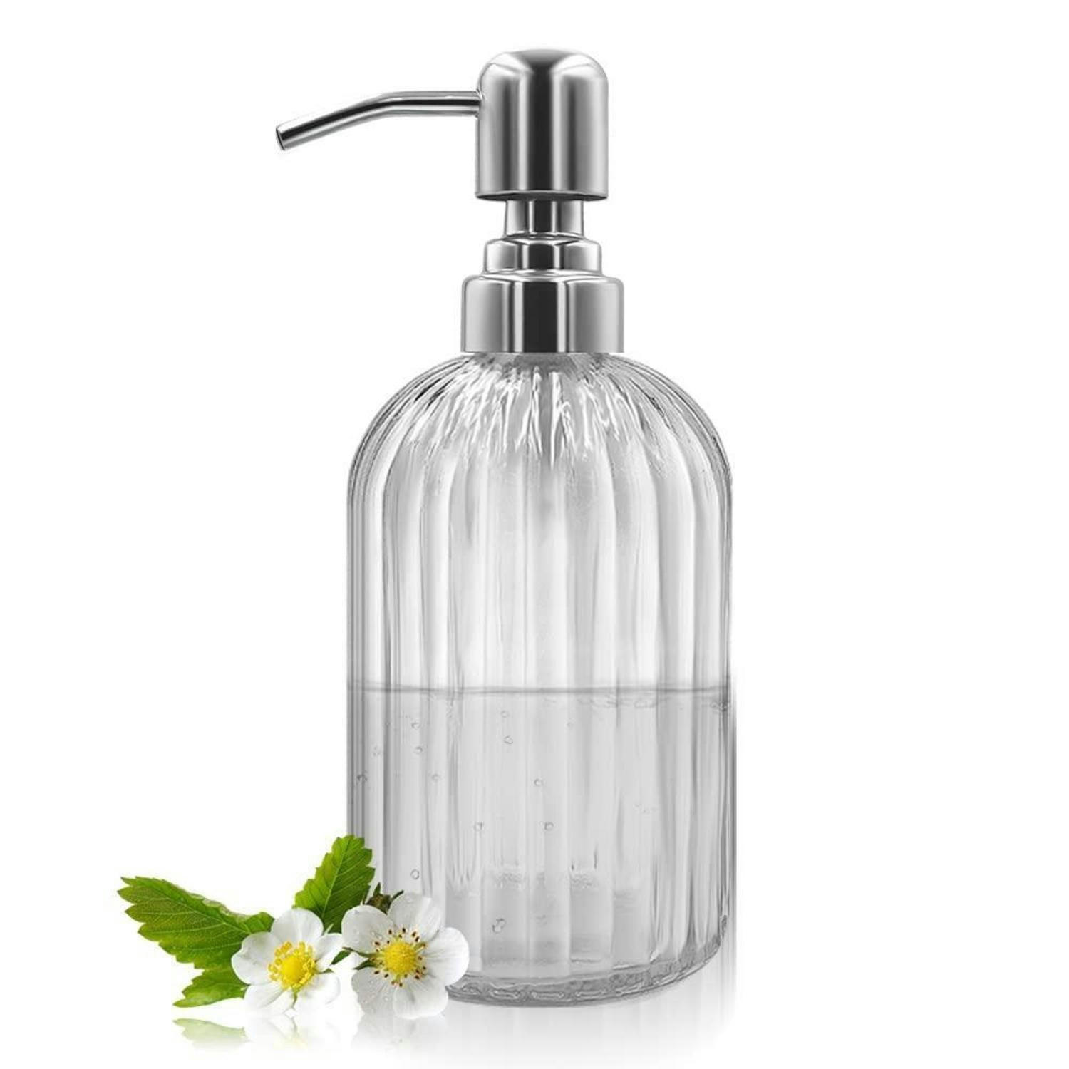 SEIFENSPENDER Glas mit Edelstahlpumpe Transparent - Transparent, Glas (6.6/18.5/6.6cm)