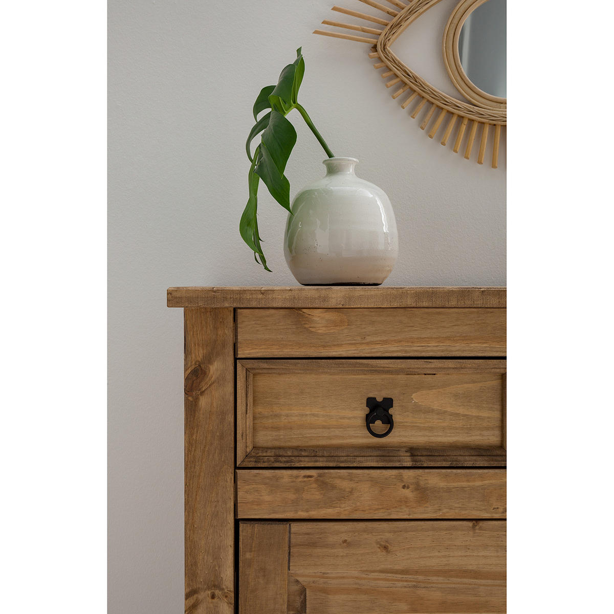 SCHUHKIPPER - Kiefer massiv - Schwarz/Kieferfarben, Holz/Metall (99/123/32cm) - home24