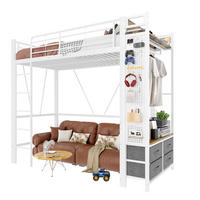 HOCHBETT 90/200 cm in Weiß mit LED-Beleuchtung, Stauraum und USB- und Type-C-Anschlüssen - Weiß, Metall (90/200cm) - Flora Grace