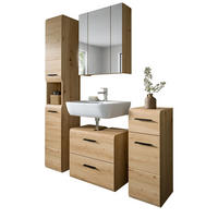 BADMÖBEL-SET 4-teilig in Artisan Eiche, 150 x 185 cm Badkombination, Cover - Schwarz/Eiche Artisan, Glas/Holzwerkstoff (150/185/30cm) - Inn.Furn