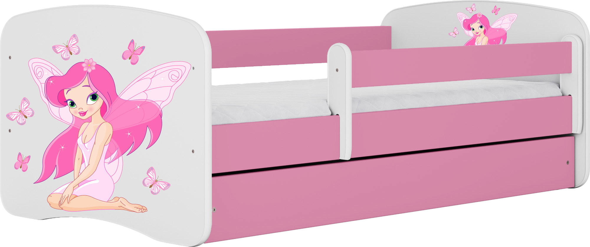 KINDERBETT Emily mit Schublade und Matratze, Rosa 70x140 cm - Rosa, Holzwerkstoff (140/70cm) - WFL GROUP